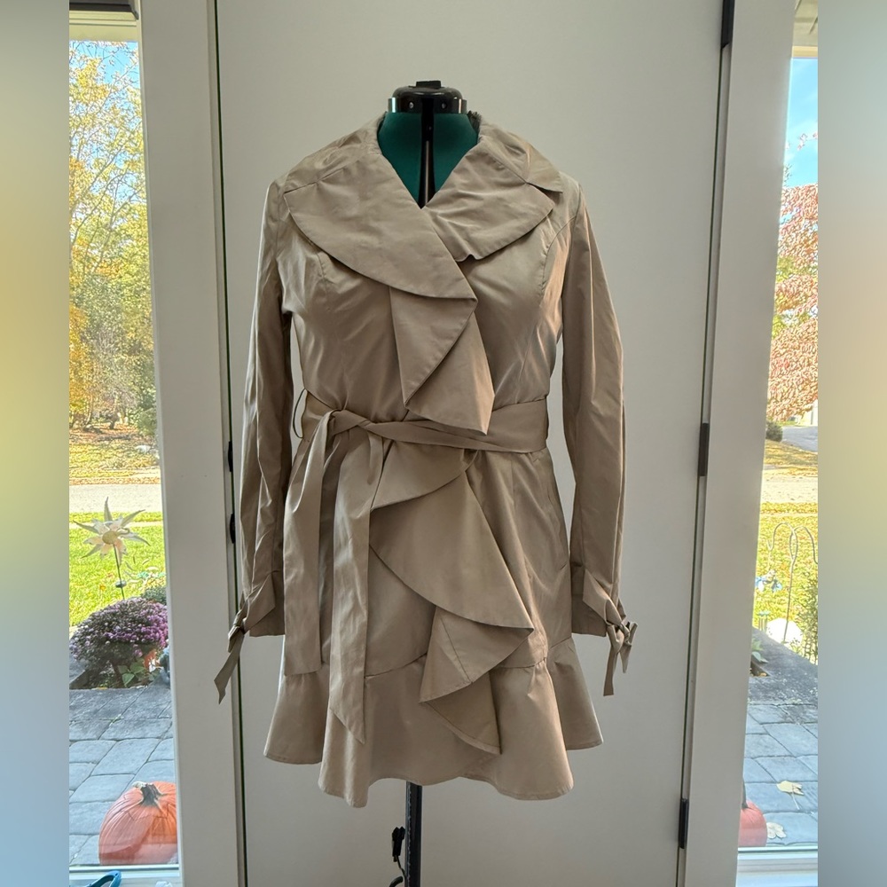 Cole Haan Front Ruffle Trench Coat NWOT